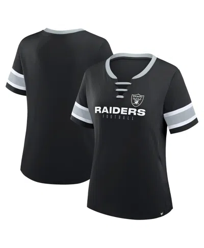 Fanatics Women's Black Las Vegas Raiders Redzone Draw Play Athena Lace-up T-shirt