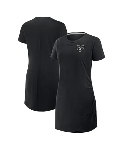 FANATICS WOMEN'S BLACK LAS VEGAS RAIDERS RUCHED DRAPE T-SHIRT DRESS