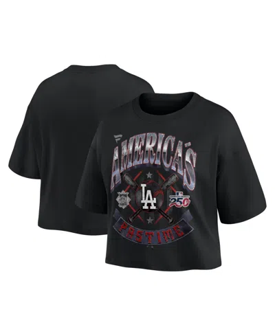 Fanatics Women's Black Los Angeles Dodgers Americana Crop T-shirt