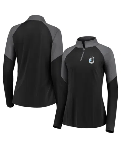 Fanatics Women's Black Minnesota United Fc Interlock Quarter-zip Pullover Sweatshirt
