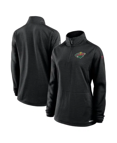 FANATICS WOMEN'S BLACK MINNESOTA WILD AUTHENTIC PRO RINK LIGHTWEIGHT QUARTER-ZIP PULLOVER SWEATSHIRT