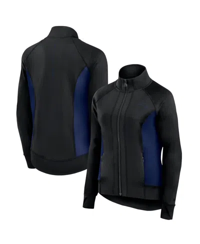 Fanatics Women's Black New England Patriots Studio Fitted Full-zip Gym Track Jacket