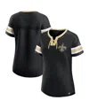 Fanatics Women's Black New Orleans Saints Bling Athena Jersey Style Lace-up T-shirt In Black