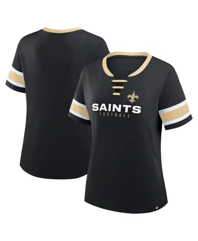 Fanatics Women's Black New Orleans Saints Redzone Draw Play Athena Lace-up T-shirt