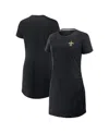 Fanatics Women's Black New Orleans Saints Ruched Drape T-shirt Dress In Black