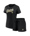 Fanatics Women's Black New Orleans Saints Start To Finish T-shirt Shorts Combo Pack In Black