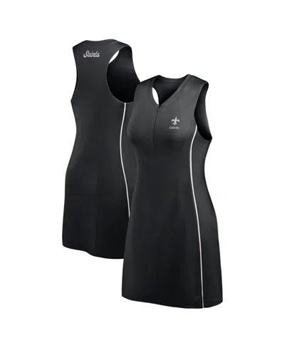 Fanatics Women's Black New Orleans Saints Studio Boost Athletic Half-zip Dress