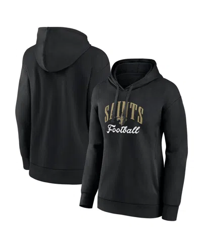 Fanatics Women's Black New Orleans Saints Team Logo Victory Script Pullover Hoodie