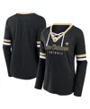 Fanatics Women's Black New Orleans Saints Won And Done Lace-up Long Sleeve Fashion Top In Black,gold