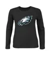 Fanatics Women's Plus Size Black Philadelphia Eagles Primary Logo Long Sleeve T-shirt In Black