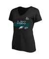 Fanatics Women's Black Philadelphia Eagles Super Bowl Lix Champions Plus Size Iconic Victory V-neck T-shirt In Black