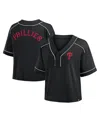 Fanatics Women's Black Philadelphia Phillies Oversized Champ Game Midi Cropped V-neck T-shirt In Black