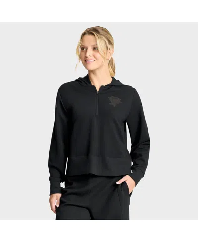 Fanatics Women's Black Pittsburgh Penguins Authentic Pro Road Tri-blend Quarter-zip Hoodie In Animal Print