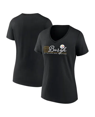 Fanatics Women's Black Pittsburgh Steelers Hometown Defensive Stand V-neck T-shirt