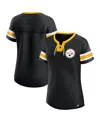 Fanatics Women's Black Pittsburgh Steelers Lace-up Bling T-shirt