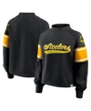 Fanatics Women's Black Pittsburgh Steelers Oversized Hometown Toss Sweep Mock Neck Pullover Hoodie In Black