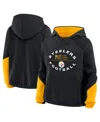 Fanatics Women's Black Pittsburgh Steelers Oversizedâ Redzone Bubble Screen Pullover Hoodie In Black