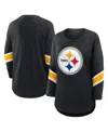 Fanatics Women's Black Pittsburgh Steelers Plus Size Redzone 3/4-sleeve T-shirt In Black