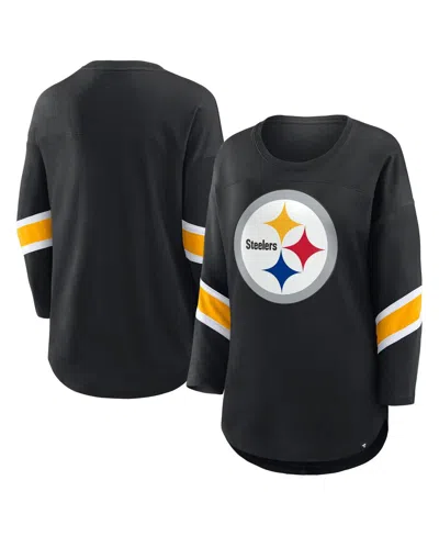 FANATICS WOMEN'S BLACK PITTSBURGH STEELERS REDZONE 3/4-SLEEVE T-SHIRT