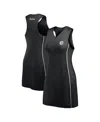 Fanatics Women's Black Pittsburgh Steelers Studio Boost Athletic Half-zip Dress In Black,white