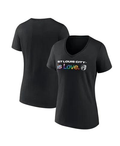 Fanatics Women's Black St. Louis City Sc Lucky City Pride V-neck T-shirt