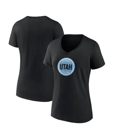 Fanatics Women's Black Utah Hockey Club Draft Logo V-neck T-shirt