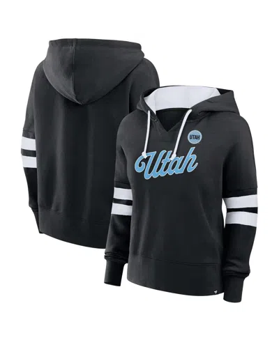 Fanatics Women's Black Utah Hockey Club Oversized Seize V-neck Pullover Hoodie