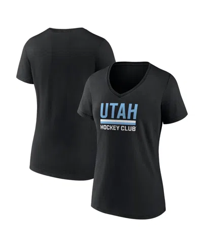 Fanatics Women's Black Utah Hockey Club Secondary Logo V-neck T-shirt