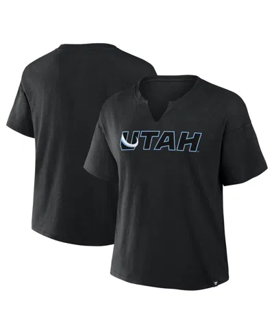 Fanatics Women's Black Utah Mammoth Combo Stadium Slub Boxy T-shirt