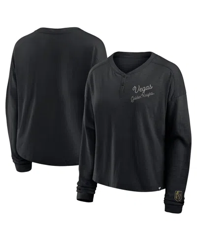 Fanatics Women's Black Vegas Golden Knights Oversized All Out Effort Long Sleeve Henley T-shirt
