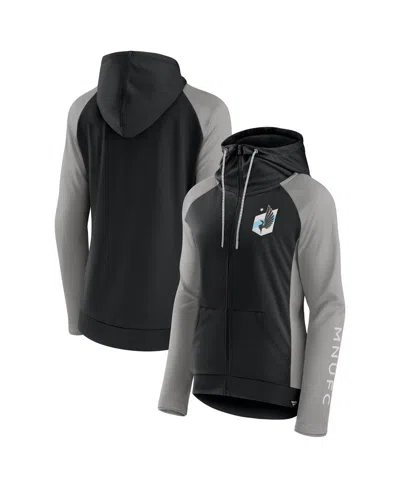 Fanatics Women's Black/gray Minnesota United Fc Interlock Lightweight Full-zip Jacket