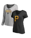 Fanatics Women's Black/heather Gray Pittsburgh Pirates Short Long Sleeve T-shirt Combo Pack In Black,heather Gray