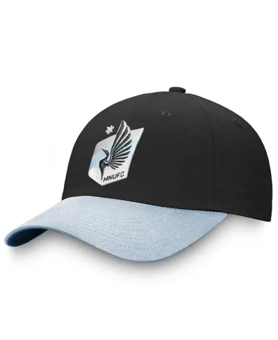 Fanatics Women's Black/light Blue Minnesota United Fc Iconic Adjustable Hat In Black,light Blue