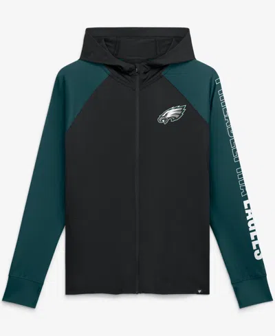 Fanatics Women's Black/midnight Green Philadelphia Eagles Cornerback Blitz Raglan Full-zip Hoodie In Black,midnight Green
