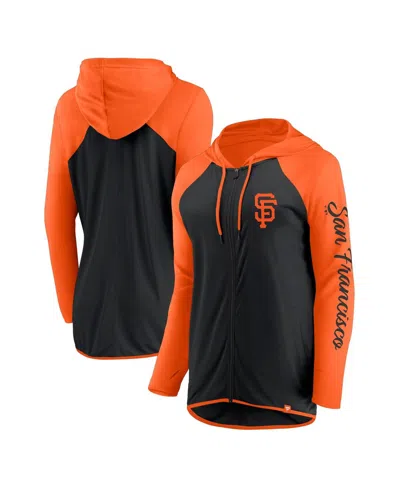 Fanatics Women's Black/orange San Francisco Giants Script Sleeve Full-zip Hoodie In Black,orange
