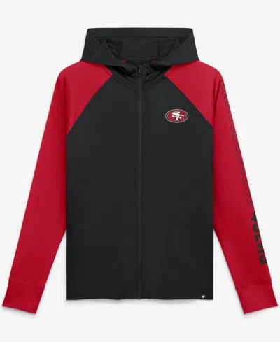 Fanatics Women's Black/scarlet San Francisco 49ers Cornerback Blitz Raglan Full-zip Hoodie In Black,scarlet