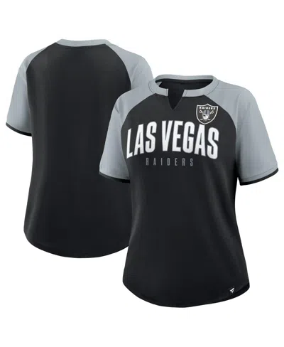 Fanatics Women's Black/silver Las Vegas Raiders Height Advantage T-shirt In Multi