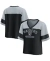 Fanatics Women's Black/silver Las Vegas Raiders Homeschool Jersey Poly V-neck Fashion Top In Black,silver