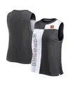 Fanatics Women's Black/white Cincinnati Bengals Script Color Block Tank Top In Black,white