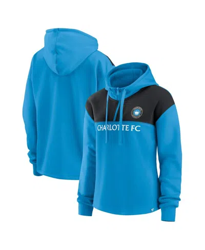 Fanatics Women's Blue Charlotte Fc Fleece Quarter-zip Hoodie
