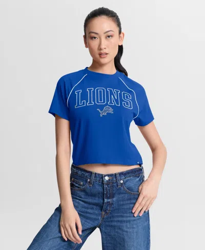 Fanatics Women's Blue Detroit Lions Offensive Scheme Raglan Tri-blend Cropped Top