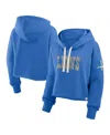 Fanatics Women's Blue Detroit Lions Oversized Hometown Heritage Cropped Hoodie In Blue