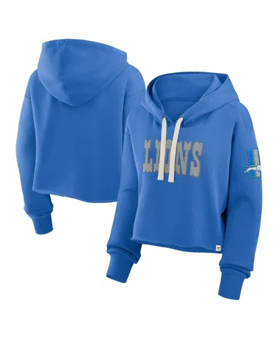 Fanatics Women's Blue Detroit Lions Oversized Hometown Heritage Cropped Hoodie