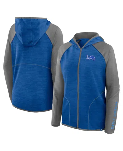 Fanatics Women's Blue Detroit Lions Plus Size End Around Pass Full-zip Hoodie In Gray