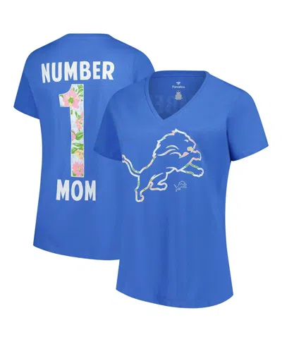 Fanatics Women's Blue Detroit Lions Plus Size Mother's Day Floral V-neck T-shirt