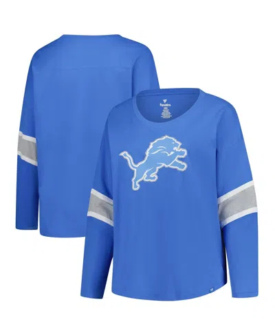 Fanatics Women's Blue Detroit Lions Plus Size Redzone 3/4-sleeve Scoop Neck T-shirt