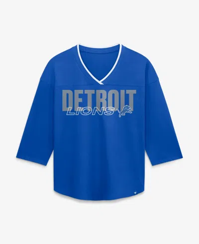 Fanatics Women's Blue Detroit Lions Team First Deceptive Juke 3/4-sleeve V-neck T-shirt