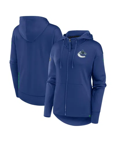 Fanatics Women's Blue Vancouver Canucks Authentic Pro Scuba Full-zip Hoodie