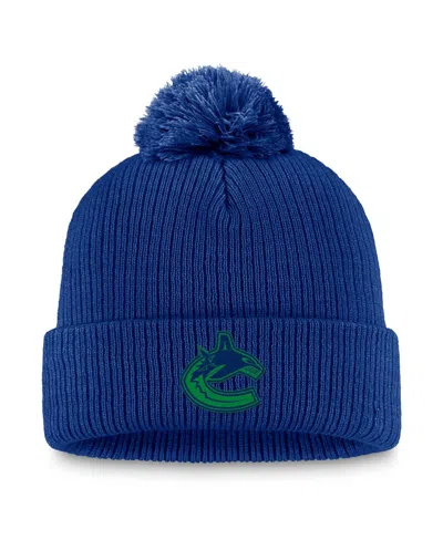 Fanatics Women's Blue Vancouver Canucks Cuffed Knit With Pom Hat
