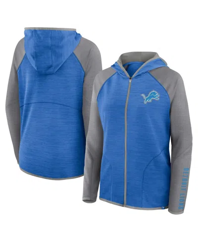 Fanatics Women's Blue/gray Detroit Lions Redzone End Around Pass Raglan Full-zip Hoodie